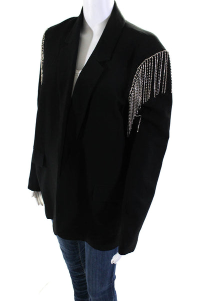 BB Dakota Women's Collar Long Sleeves Embellish Blazer Black Size M