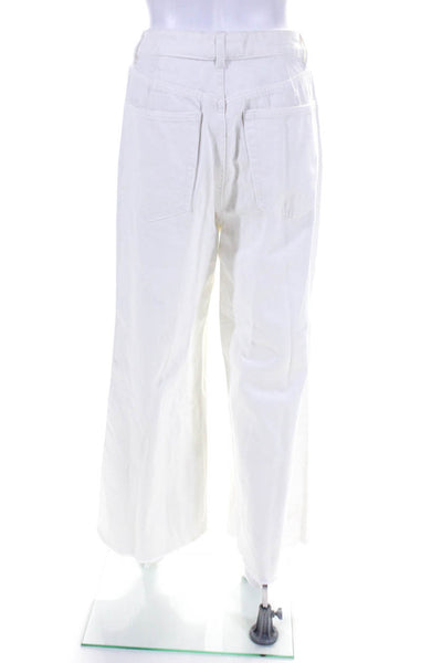 We Wore What Womens High Rise Distressed Wide Leg Jeans White Denim Size 28