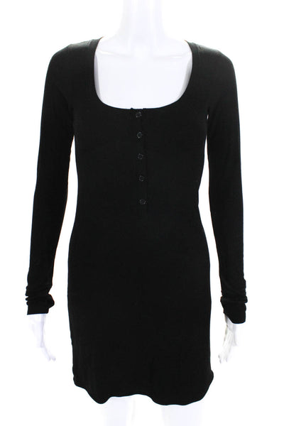 Michael Lauren Women's Long Sleeve Scoop Neck Ribbed Knit Dress Black Size XXS