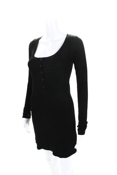 Michael Lauren Women's Long Sleeve Scoop Neck Ribbed Knit Dress Black Size XXS