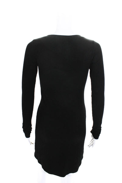 Michael Lauren Women's Long Sleeve Scoop Neck Ribbed Knit Dress Black Size XXS