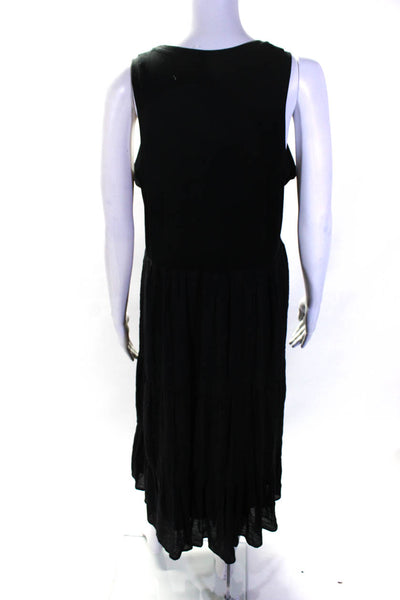 Heartloom Womens Cotton Round Neck Tiered Pullover Tank Top Dress Black Size L