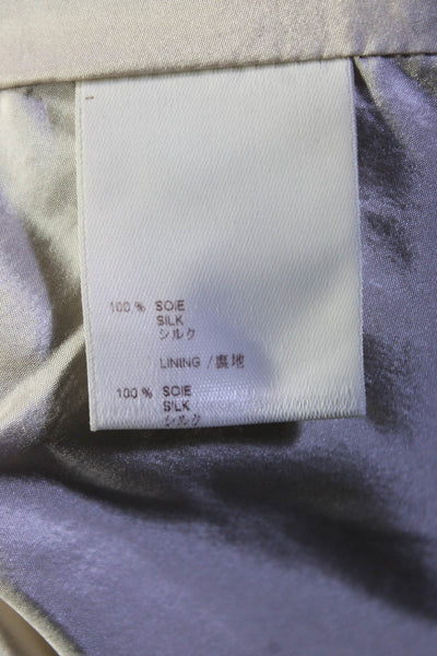 Louis Vuitton Womens Silk Chiffon Draped Collar Snap Front Coat Black Size 38