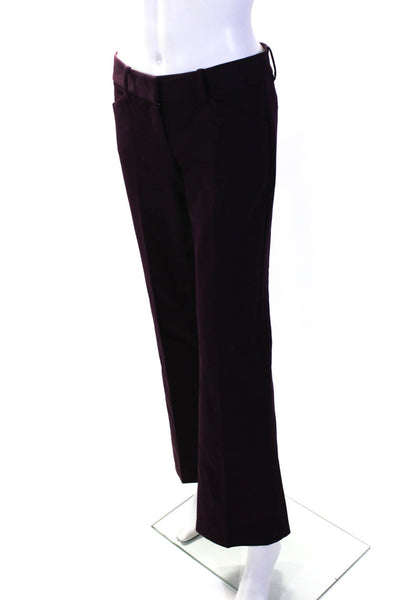 Theory Womens Cotton Low-Rise Pleated Front Flared Hem Dress Pants Purple Size 2