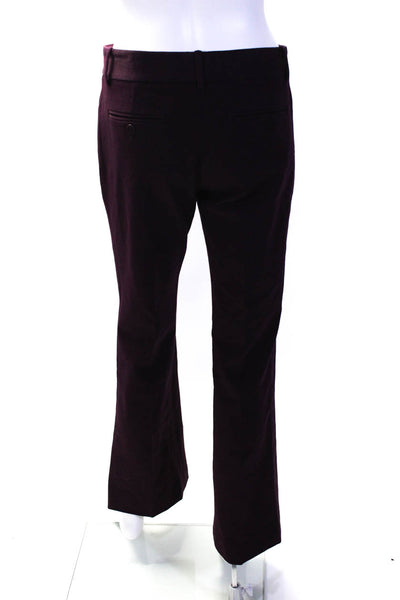 Theory Womens Cotton Low-Rise Pleated Front Flared Hem Dress Pants Purple Size 2