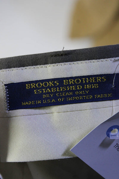 Brooks Brothers Mens Wool Pleated Front Straight Leg Dress Trousers Gray Size 35