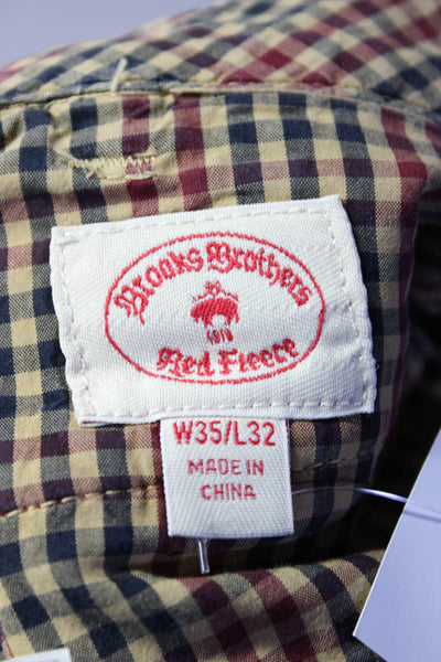 Brooks Brothers Red Fleece Mens Cotton Straight Leg Khakis Trousers Tan Size 35