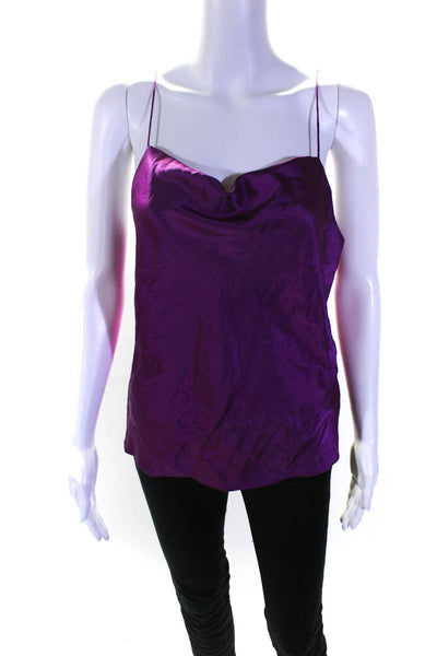 Cami NYC Womens Silk Cowl Neck Spaghetti Strap Tank Top Violet Purple Size Small