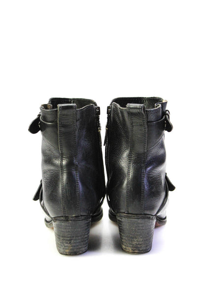 Rag & Bone Womens Leather Zippered Buckled Low Heeled Ankle Boots Black Size 9