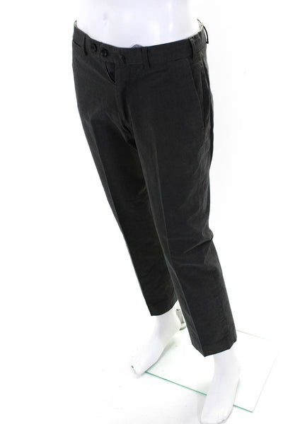Armani Collezioni Men's Cotton Flat Front Straight Leg Dress Pants Gray Size 32