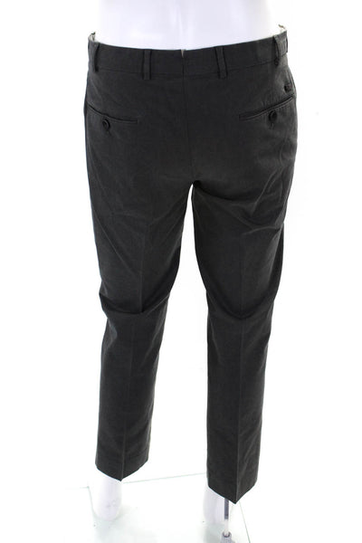 Armani Collezioni Men's Cotton Flat Front Straight Leg Dress Pants Gray Size 32