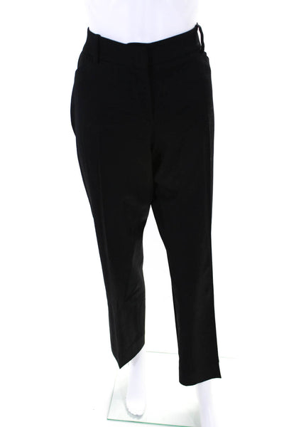 Oscar de la Renta Women's Flat Front Straight Leg Dress Pants Black Size 8