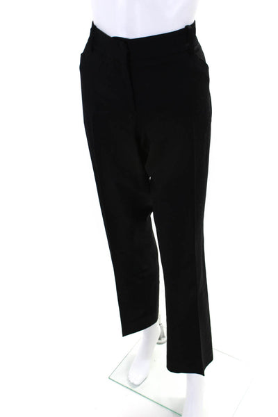 Oscar de la Renta Women's Flat Front Straight Leg Dress Pants Black Size 8