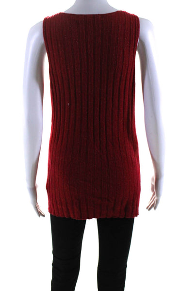 Creatures Of Comfort Womens Wide Rib V Neck Knit Tank Top Red Wool Size Medium