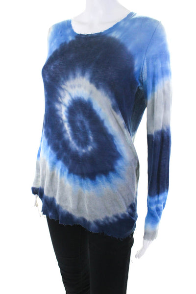 Cotton By Autumn Cashmere Womens Cotton Tie Dye Long Sleeve Top Blue Size XS