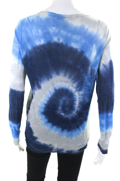 Cotton By Autumn Cashmere Womens Cotton Tie Dye Long Sleeve Top Blue Size XS