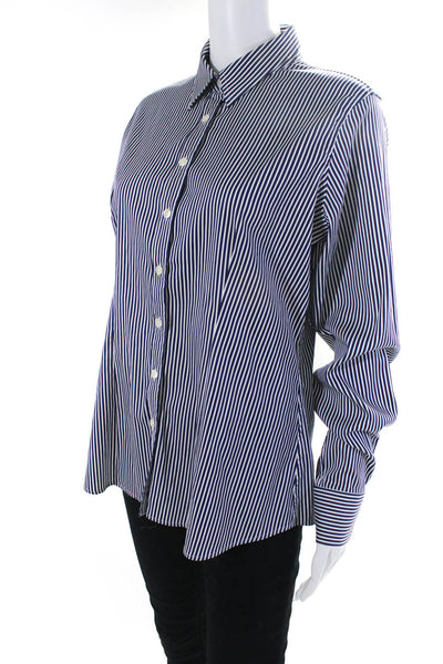 Thomas Pink Mens Cotton Striped Print Buttoned Long Sleeve Top Blue Size 14