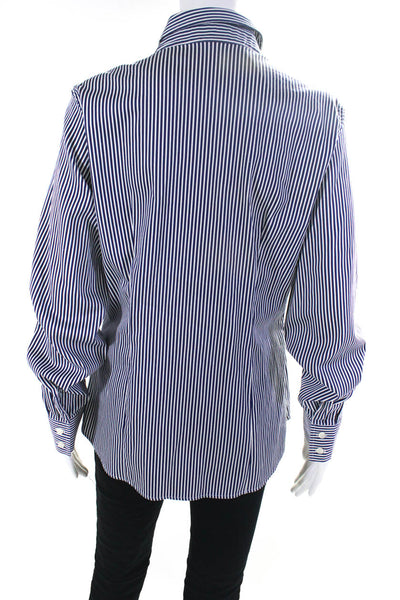 Thomas Pink Mens Cotton Striped Print Buttoned Long Sleeve Top Blue Size 14