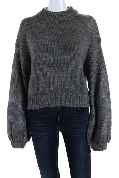 Lovers + Friends Womens Knitted Long Sleeve Crew Neck Sweater Gray Size XS