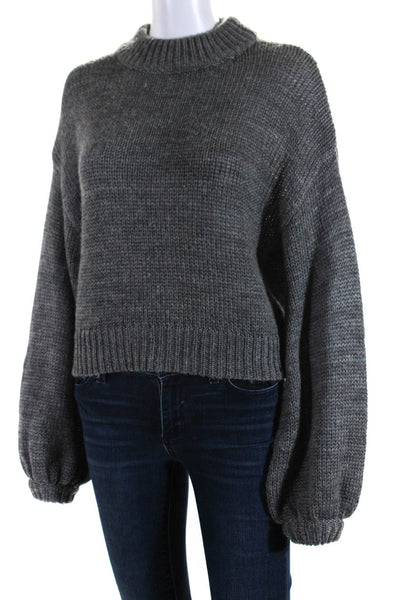 Lovers + Friends Womens Knitted Long Sleeve Crew Neck Sweater Gray Size XS