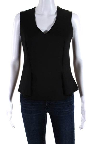 J Brand Women's V-Neck Sleeveless Zip Back Blouse Black Size  S