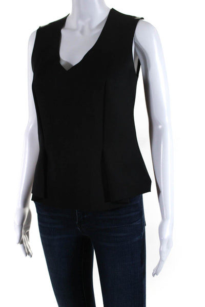 J Brand Women's V-Neck Sleeveless Zip Back Blouse Black Size  S