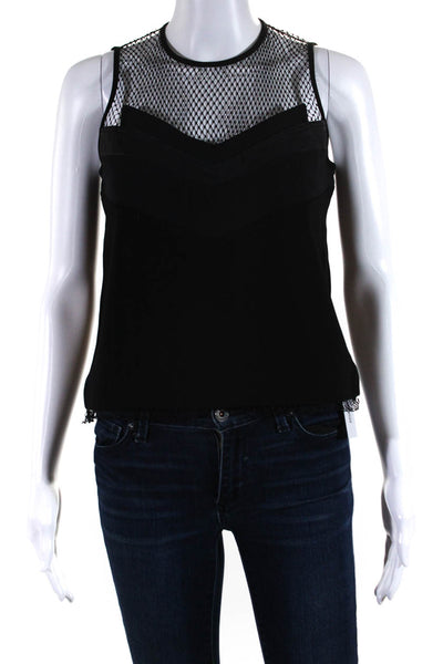 Rag & Bone Women's Round Neck Sleeveless Mesh Blouse Black Size M