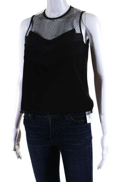 Rag & Bone Women's Round Neck Sleeveless Mesh Blouse Black Size M