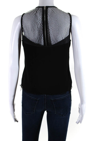 Rag & Bone Women's Round Neck Sleeveless Mesh Blouse Black Size M