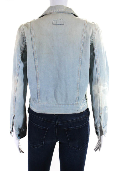 Current/Elliott Women's Long Sleeves Distress Light Wash Jean Jacket Size 1