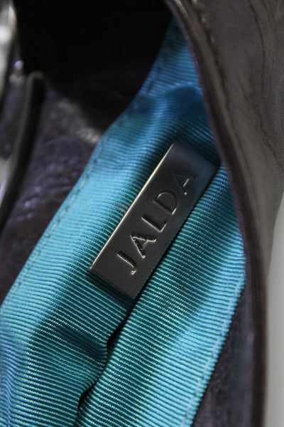 Jalda Womens Magnetic Genuine Python Leather Fold Over Clutch Handbag Brown Blue