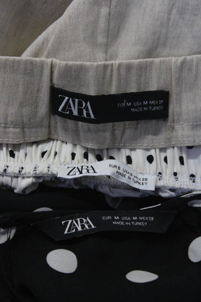 Zara Womens Dress White Polka Dot Pleated Knee Length A-Line Skirt Size S M lot3