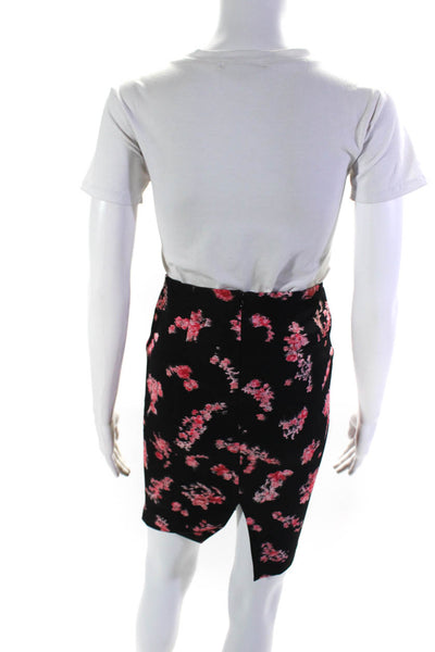 Pinko Womens Floral Print Split Hem Knee Length Lined Pencil Skirt Black Size 1