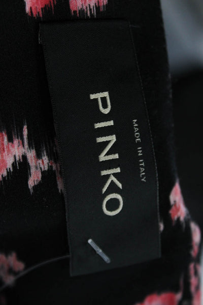 Pinko Womens Floral Print Split Hem Knee Length Lined Pencil Skirt Black Size 1
