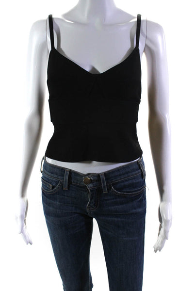 A.L.C. Womens Spaghetti Strap Buckled Back Cropped Camisole Top Black Size 0