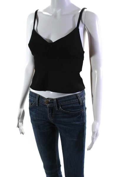 A.L.C. Womens Spaghetti Strap Buckled Back Cropped Camisole Top Black Size 0