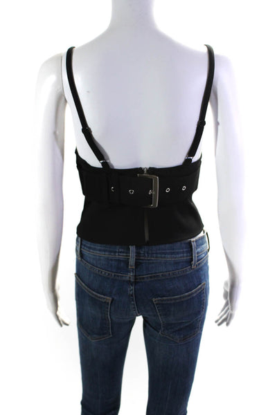 A.L.C. Womens Spaghetti Strap Buckled Back Cropped Camisole Top Black Size 0