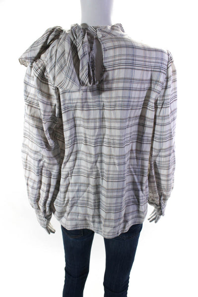 Rebecca Taylor Womens Plaid Etch Top White Size 6 13415622