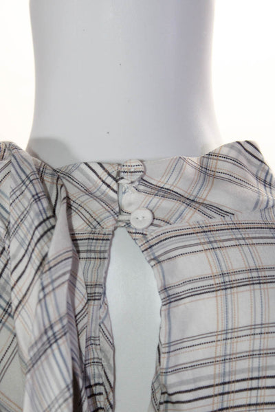 Rebecca Taylor Womens Plaid Etch Top White Size 6 13415622