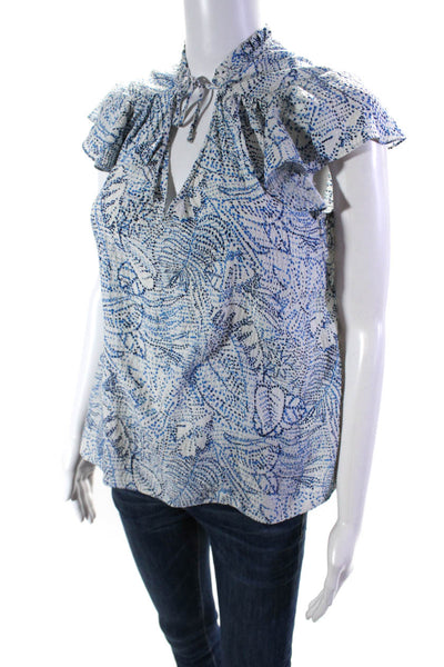 Parker Womens Blue Printed Exie Blouse Blue Size 6 13630357