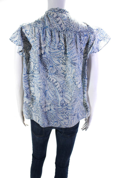 Parker Womens Blue Printed Exie Blouse Blue Size 6 13630357