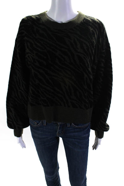 Marissa Webb Collective Womens Olive Zebra Sweater Green Size 4 14228680