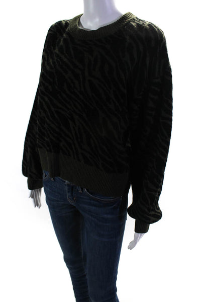 Marissa Webb Collective Womens Olive Zebra Sweater Green Size 4 14228680