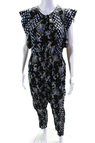 Rebecca Taylor Womens Paisley Printed Jumpsuit Blue Size 8 13480445