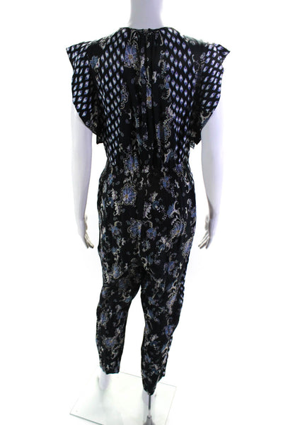 Rebecca Taylor Womens Paisley Printed Jumpsuit Blue Size 14 13482605