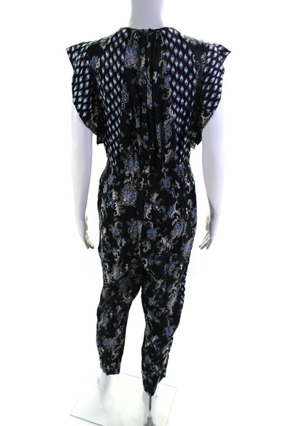 Rebecca Taylor Womens Paisley Printed Jumpsuit Blue Size 8 13480445