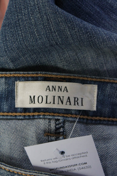 Anna Molinari Womens Low Rise Capri Zippered Pocket Skinny Jeans Blue Size IT 40