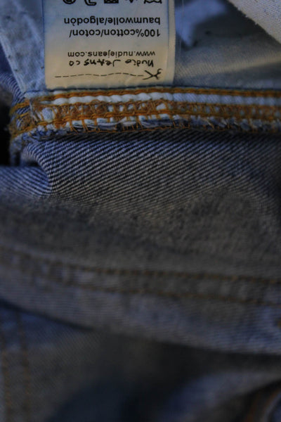 Nudie Jeans Co Mens Slim Jim Jeans Bright Blue Cotton Size 33X34