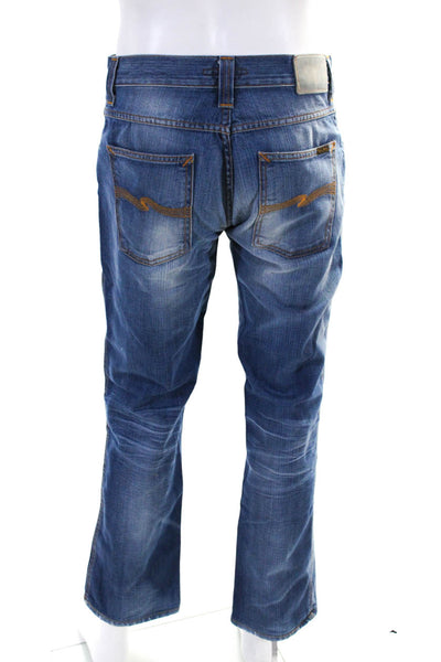 Nudie Jeans Co Mens Slim Jim Jeans Broken Dream Blue Cotton Size 33X32