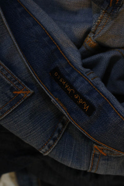 Nudie Jeans Co Mens Slim Jim Jeans Broken Dream Blue Cotton Size 33X32